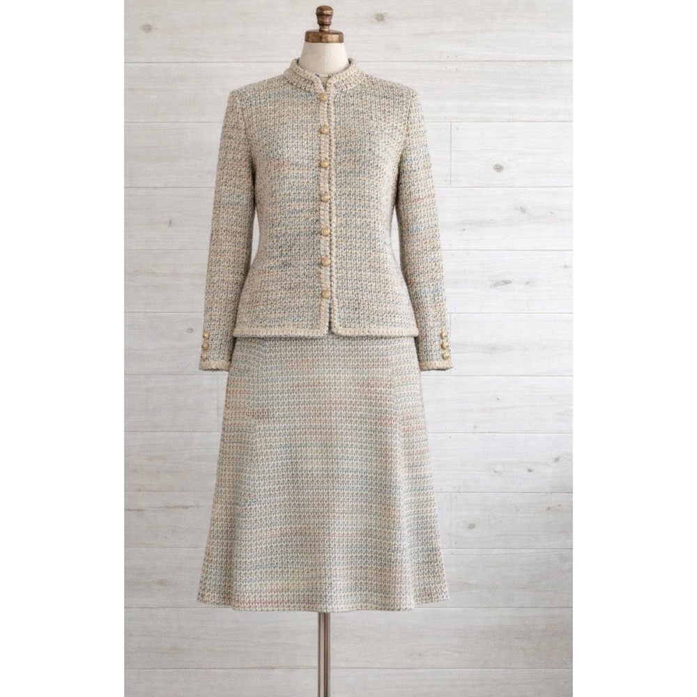 Vintage St John Knit Suit 1960s Marie Gray Founder Label Tweed‎ Jacket Skirt Set